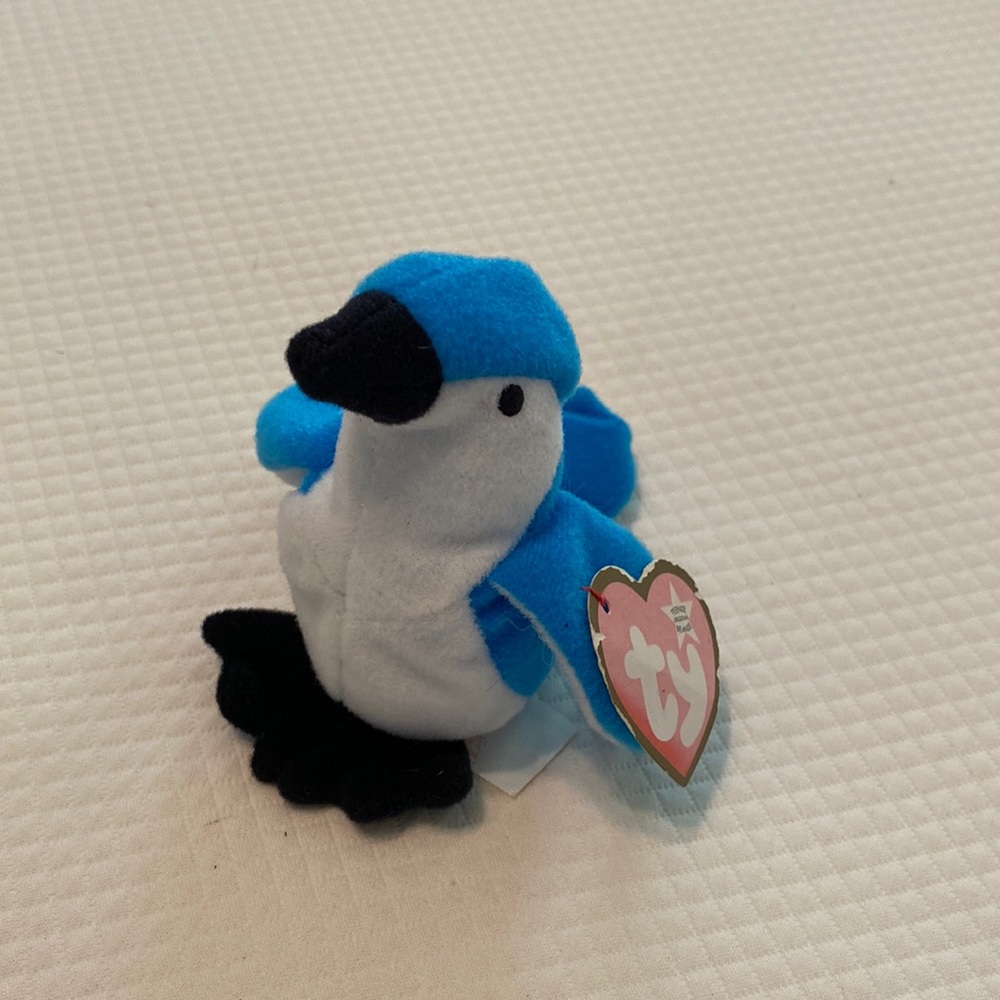 Ty Teenie Beanie Baby Blue White Black Rocket Bluejay Tag McDonald’s Happy Meal